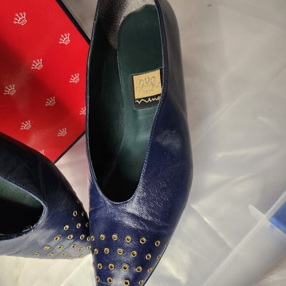 Vintage Navy Kid NINA Ladies Pumps 6.5M - Picture 2 of 13